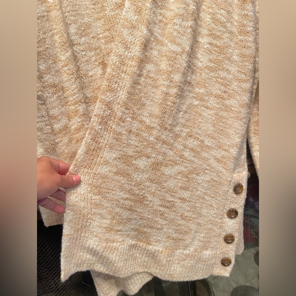 Lane Bryant Women Open Front Cardigan Beige Button Detail Long Sleeve Size 18/20 - Picture 10 of 11